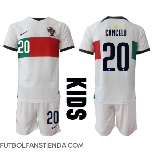 Portugal Joao Cancelo #20 Segunda Equipación Niños Mundial 2022 Manga Corta (+ Pantalones cortos)